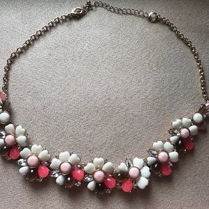 Pink and White Flower Statement Necklace